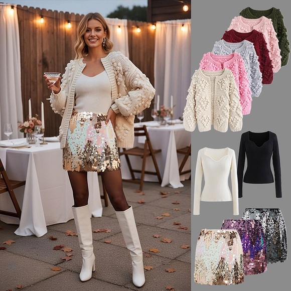 Chicwish Womens soft heart shaped balls Thick open Cardigan Sweater ivory cream - Picture 6 of 16